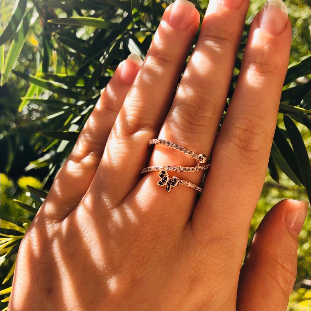 NEW Luxury Rose Gold Micro Pave CZ Butterfly Ring - Picture 7 of 7